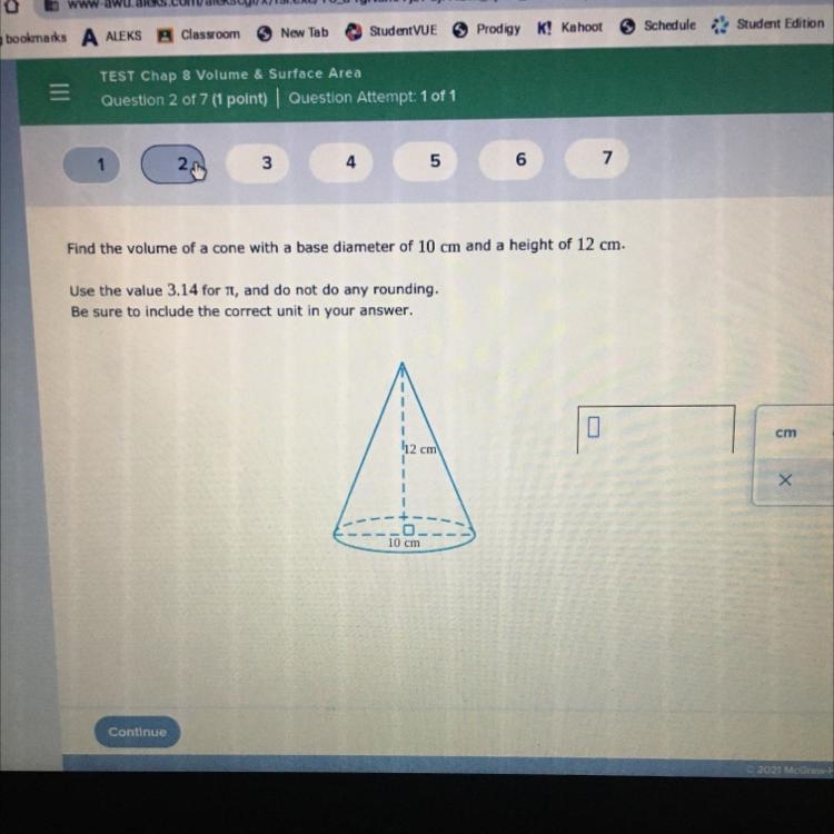 Find the volume of a cone with a base diameter of 10cm and a height of 12cm.-example-1