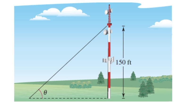 A guy wire runs from the ground to a cell tower. The wire is attached to the cell-example-1