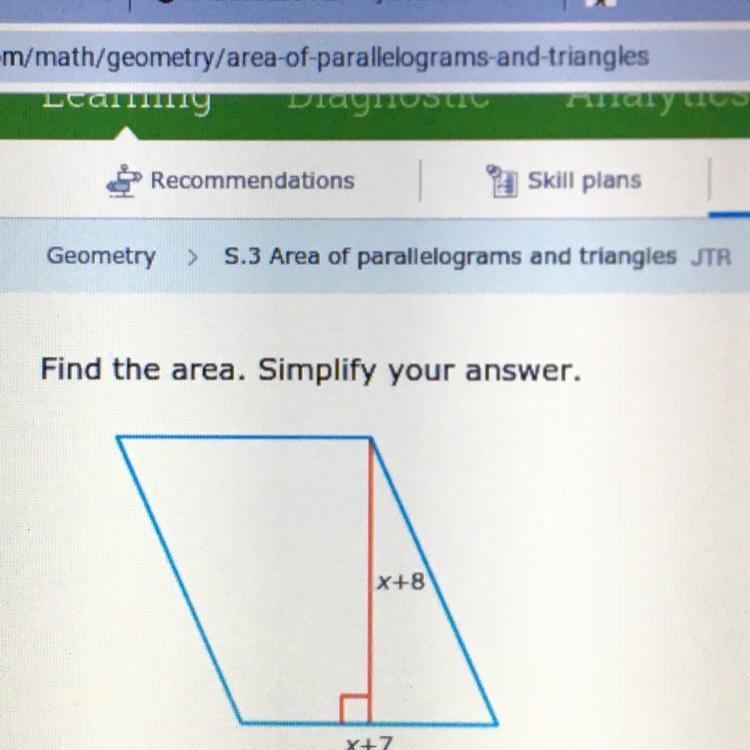 Find the area. Simplify your answer. x+8 x+7-example-1