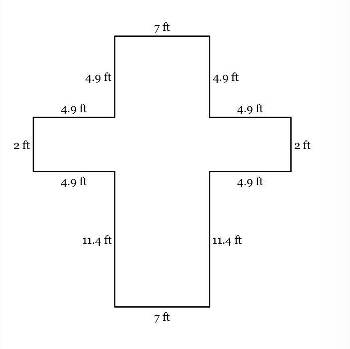 Find the perimeter of the figure below, in feet.(Note: diagram is NOT to scale)-example-1