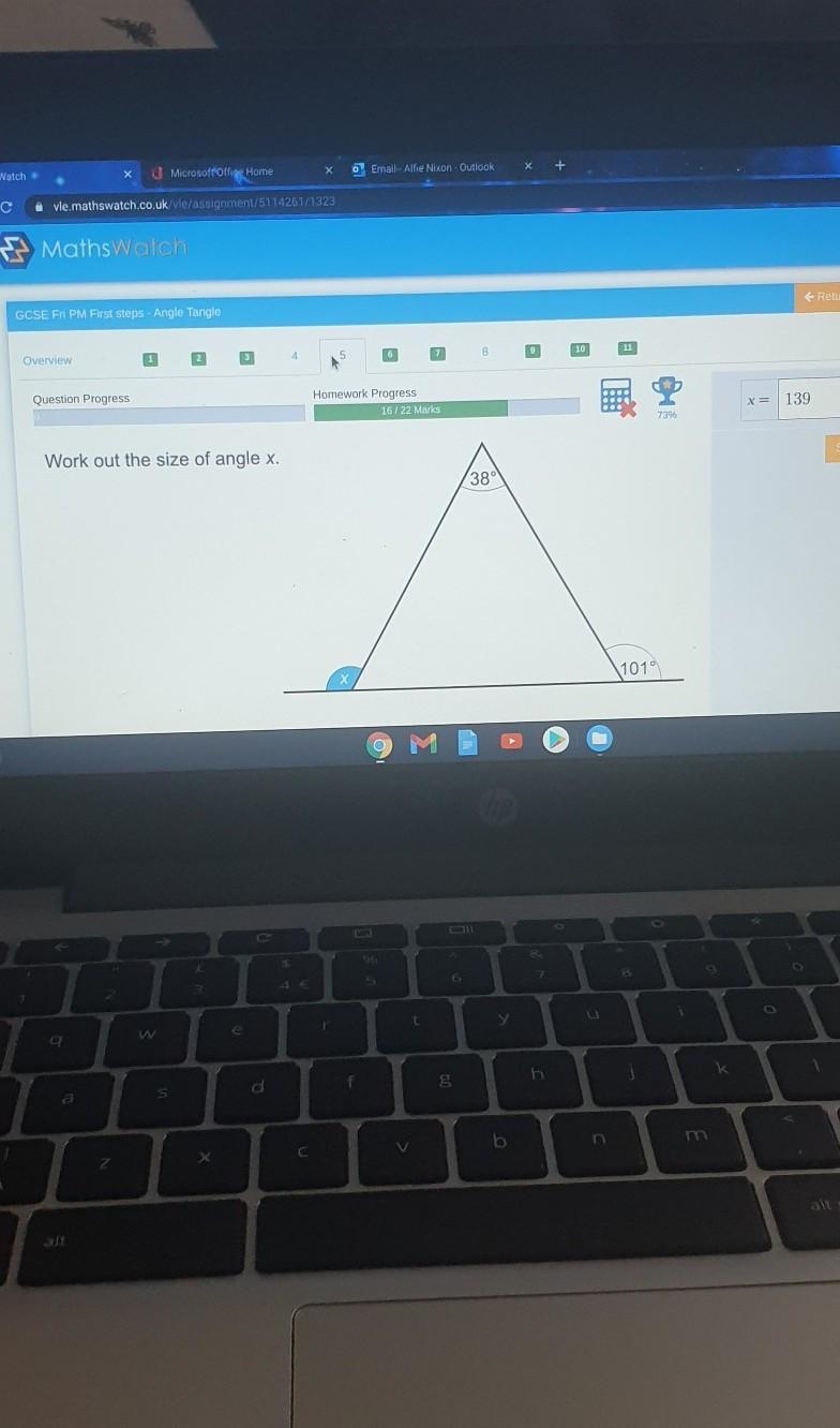 Work out the size of angle x​-example-1