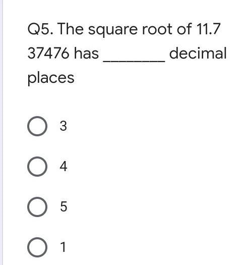 The square root of 11.737476 has ____ decimal place ​-example-1