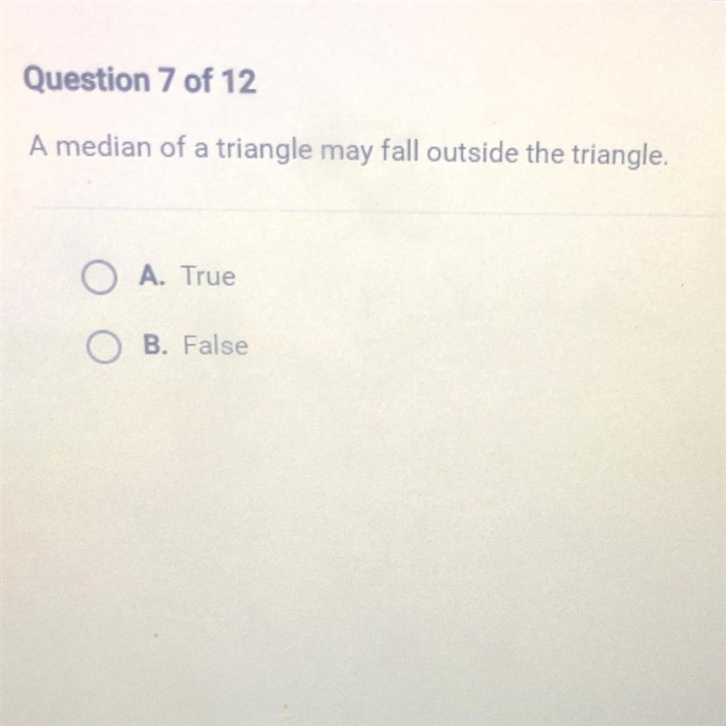 A median of a triangle may fall outside the triangle.-example-1