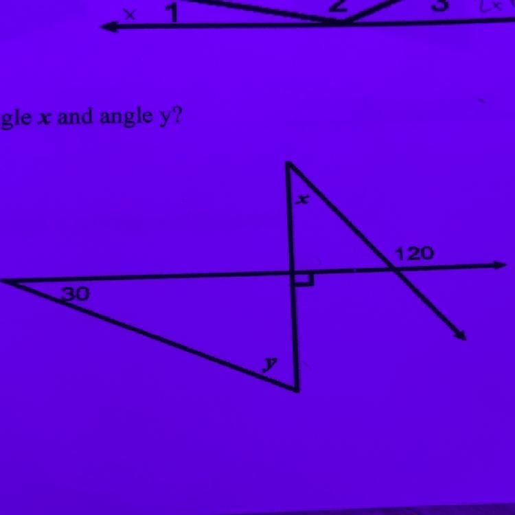 Using the figure shown what is the measure of angle x and angle y?-example-1