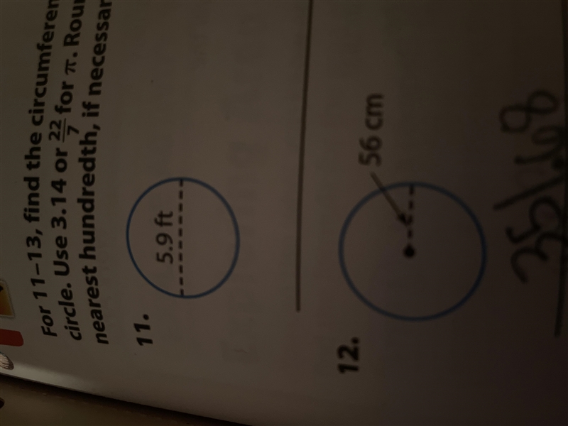 Find the circumstance of each circle you 3.14 or 22/7 and round to the nearest hundredth-example-1