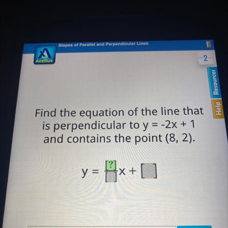 Find the equation of the line that is perpendicular to y = -2x + 1 and contains the-example-1