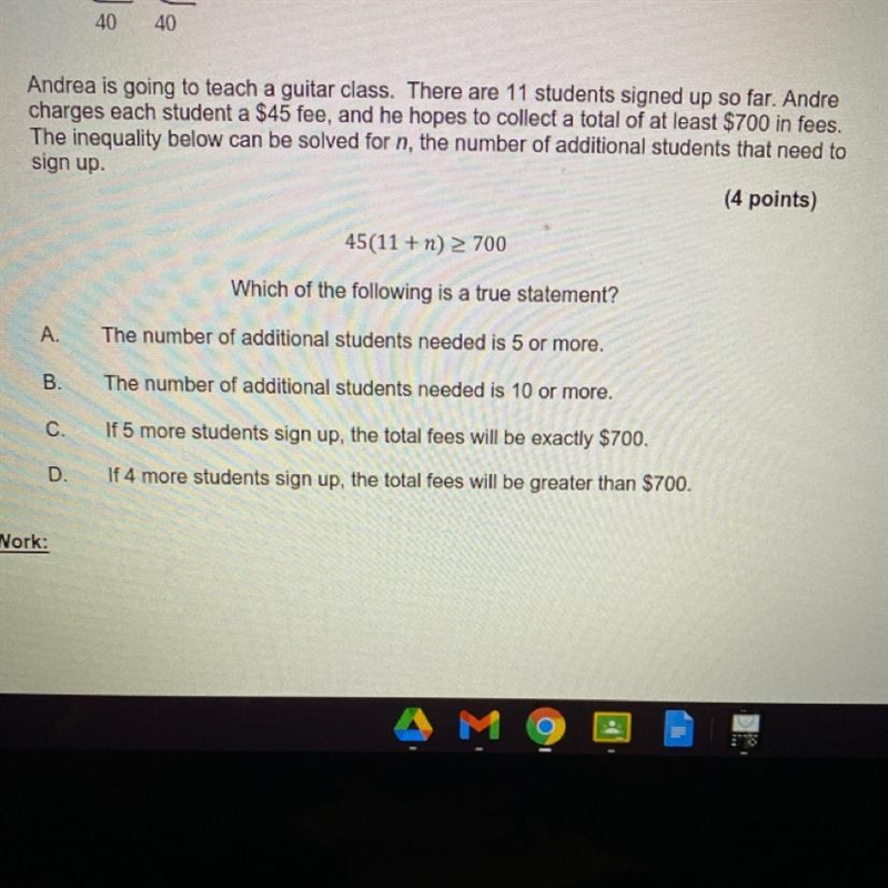 HELPPP I NEED THIS BY 6:10 Andrea is going to teach a guitar class. There are 11 students-example-1