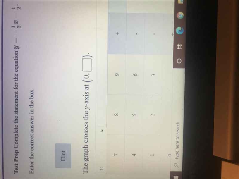 Complete the statement for the equation y=-1/2x-1/2. Enter the correct answer in the-example-1