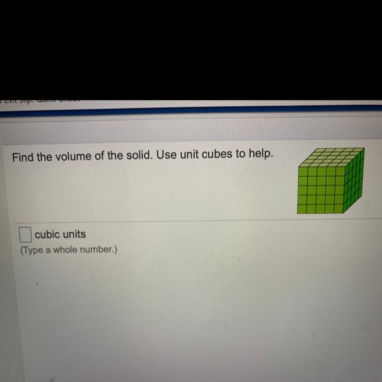 Finding the volume of the solid.Use unit cubes to help.-example-1