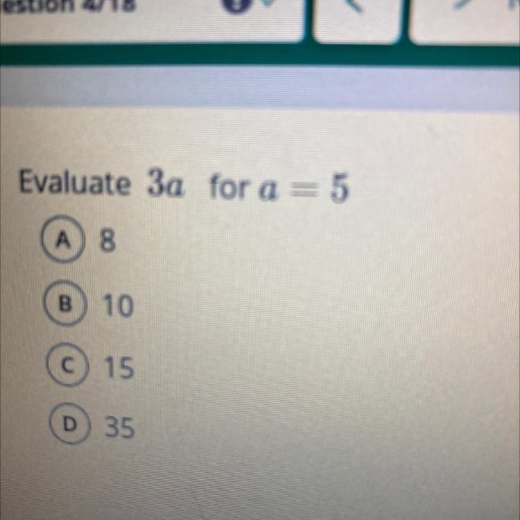 Evaluate 3a for a = 5-example-1