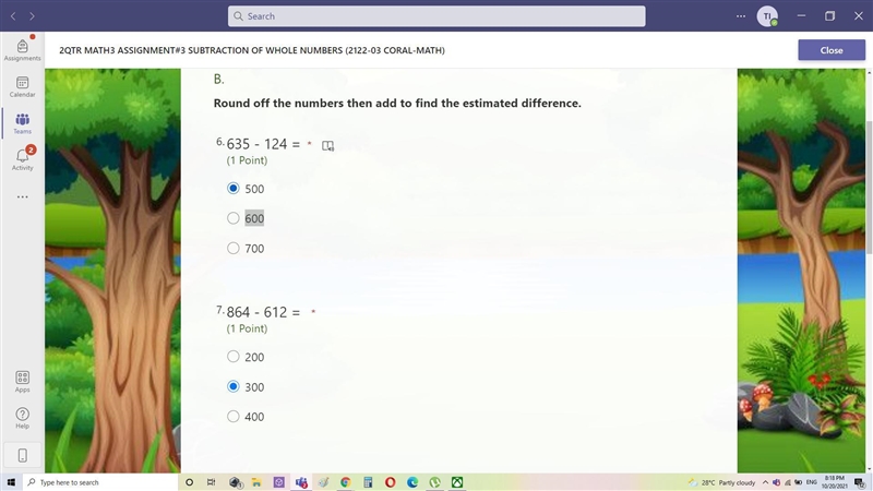 Round off the numbers then add to find the estimated difference. ANSWERS ARE INCORRECT-example-1