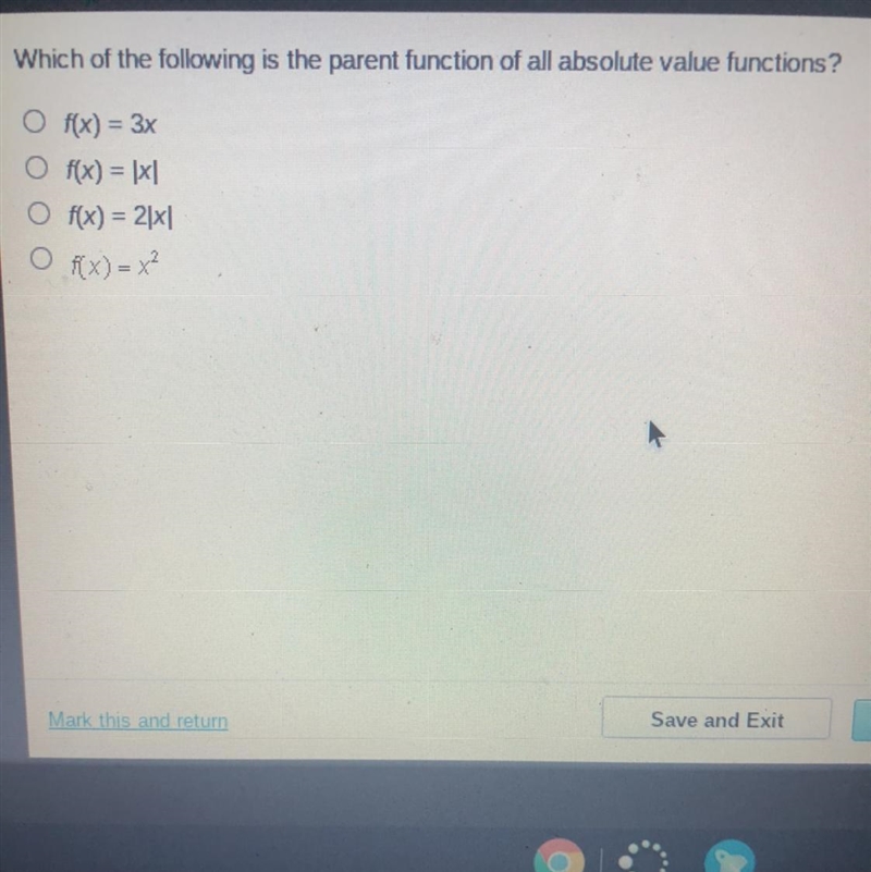 Which of the following is the parent function of all absolute value functions?-example-1