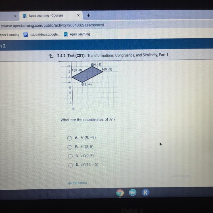 EFGH is translated 3 units to the left and 7 units up. у 1 -1 1 2 4 5 6 7 8 x E4,-1) H-example-1