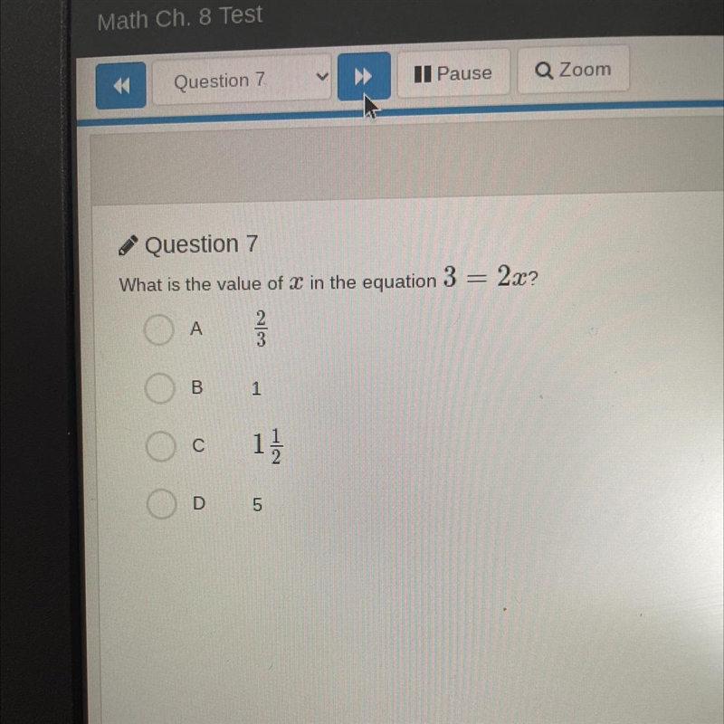 What is the value of x in the equation 3 = 2x-example-1