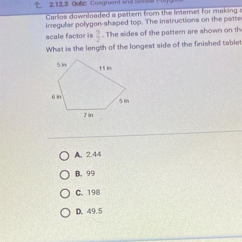 Carlos downloaded a pattern from the Internet for making a table with an irregular-example-1