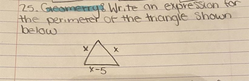 Write an expression for the perimeter of the triangle shown in the picture-example-1