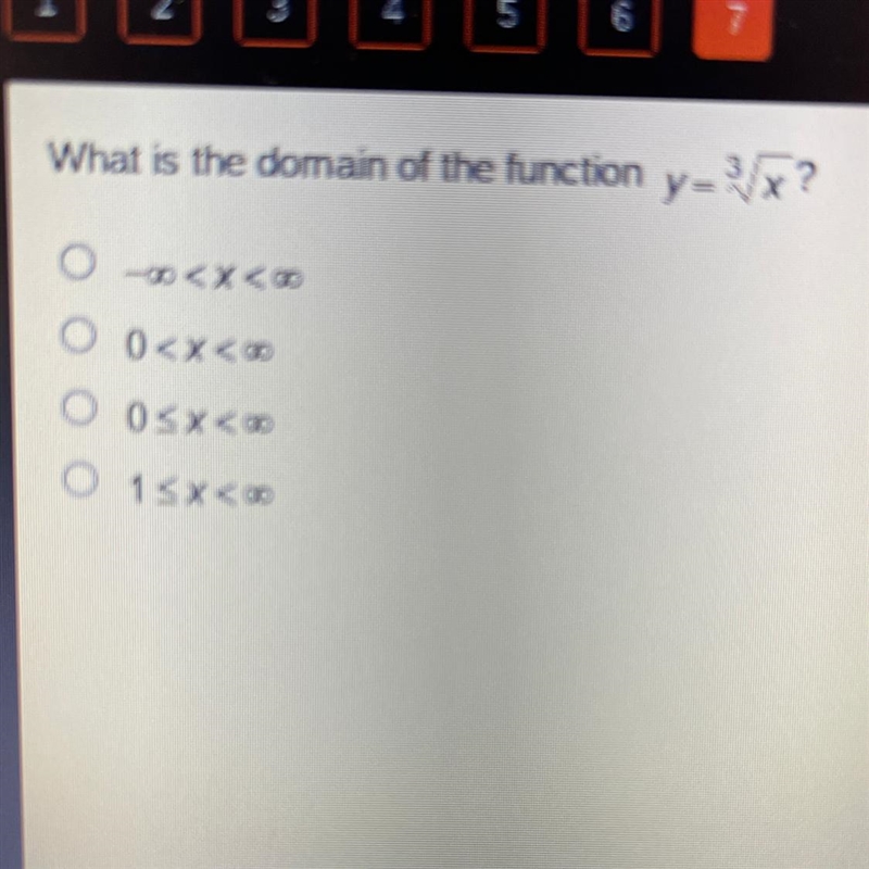 What is the domain of the function y=^3sqrtX?-example-1