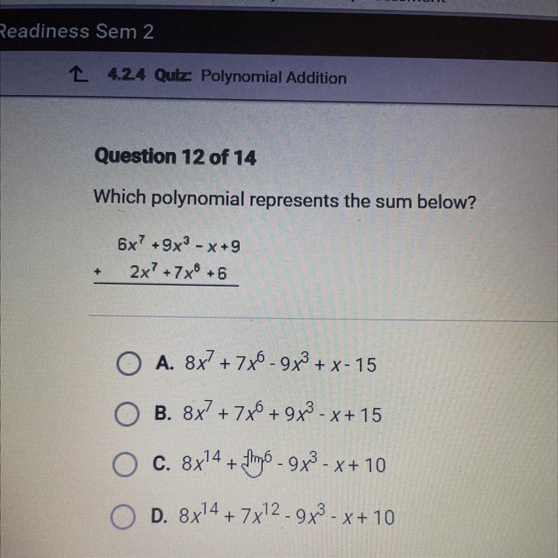 10 POINTS!!!!Which polynomial represents the sum below?-example-1