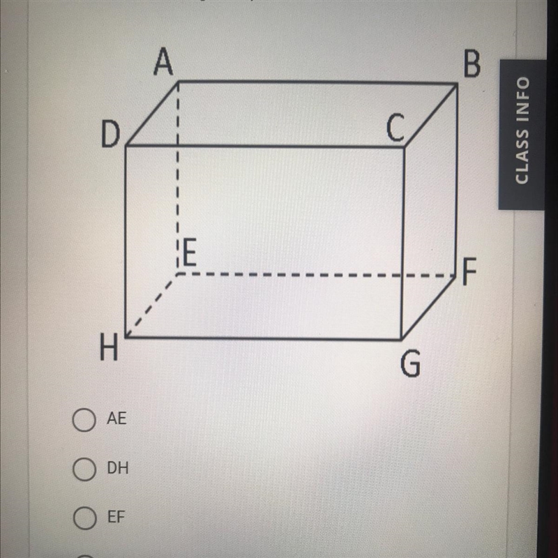 Name a line segment parallel to DC. A B D С. E F H G-example-1