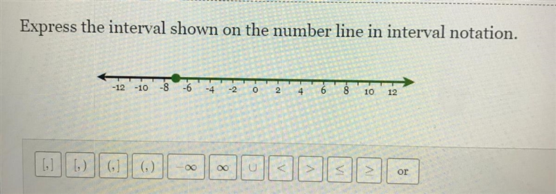 Express the interval shown on the number line in interval notation.-example-1