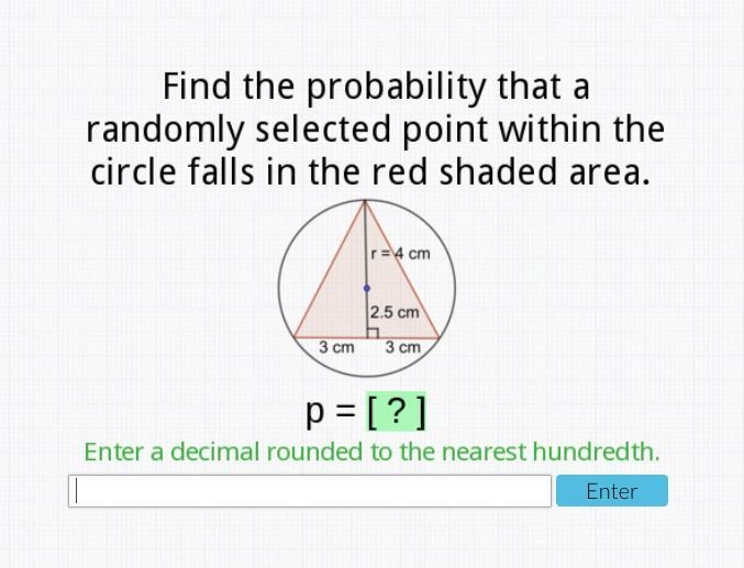 find the probability that a randomly selected point within the circle falls in the-example-1