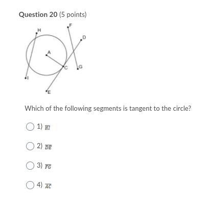 Which of the following segments is tangent to the circle?-example-1