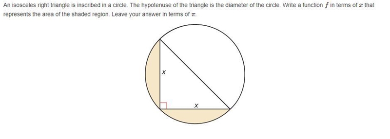 An isosceles right triangle is inscribed in a circle. The hypotenuse of the triangle-example-1