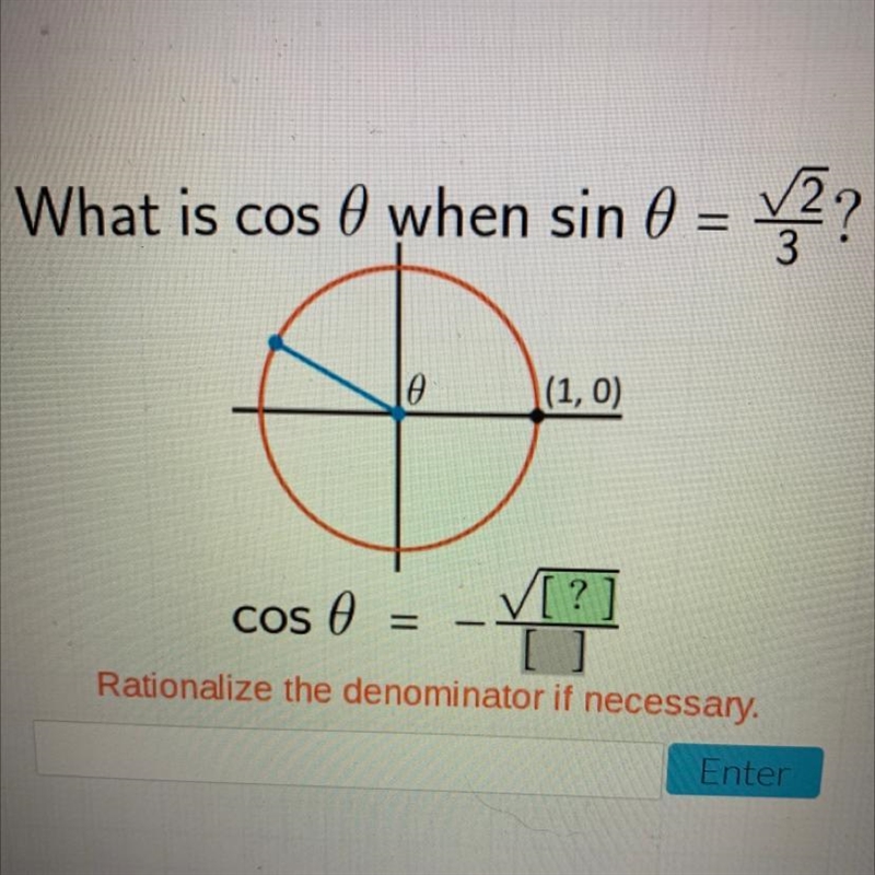 What is cos 0 when sin 0= 2/3-example-1