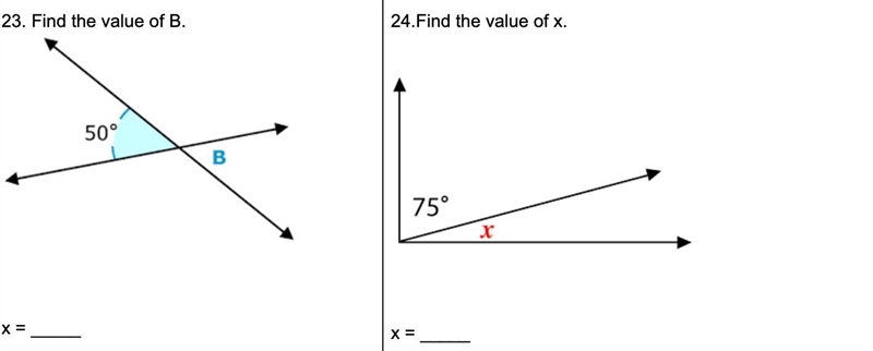 23. Find the value of B. 24.Find the value of x.-example-1