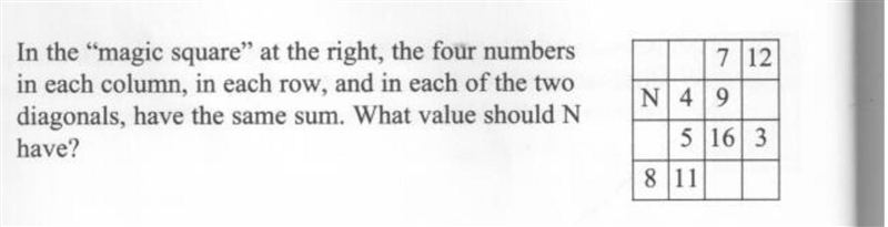 In the "magic square" at the right, the four numbers in each column, in-example-1