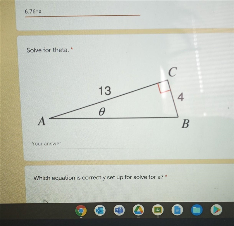 Dolve for theta. С 13 4 o o A B Your answer​-example-1