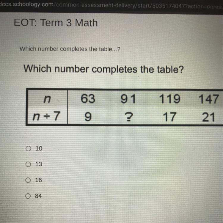 Which number completes the table? n 63 91 119 147 n7 9 ? 21-example-1