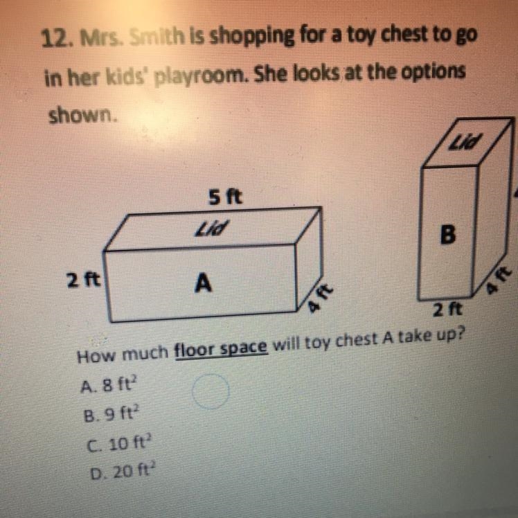 Mrs. Smith is shopping for a toy chest to go in her kids' playroom. She looks at the-example-1