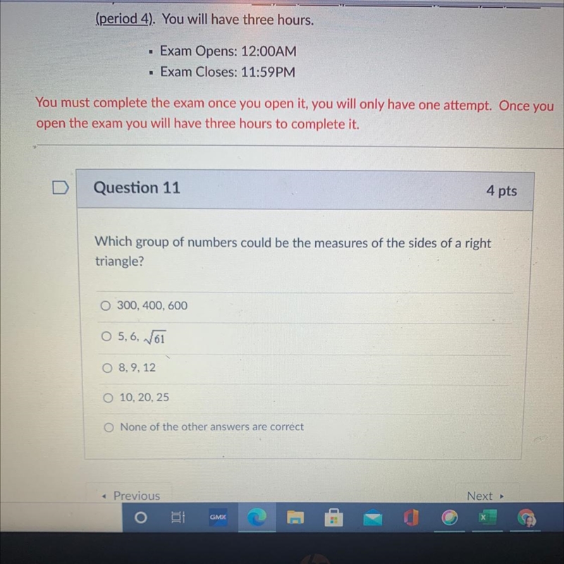 Which group of numbers could be the measures of the sides of a right triangle?-example-1