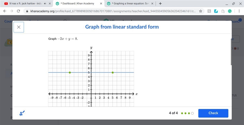 I need help what is -2 + y = 8 graphed-example-1