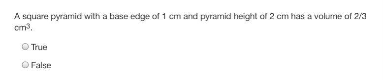 A square pyramid with a base edge of 1 cm and pyramid height of 2 cm has a volume-example-1