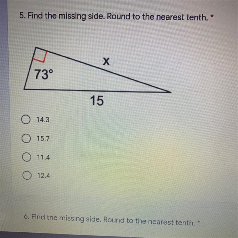 Find the missing side. Round to the nearest tenth.-example-1