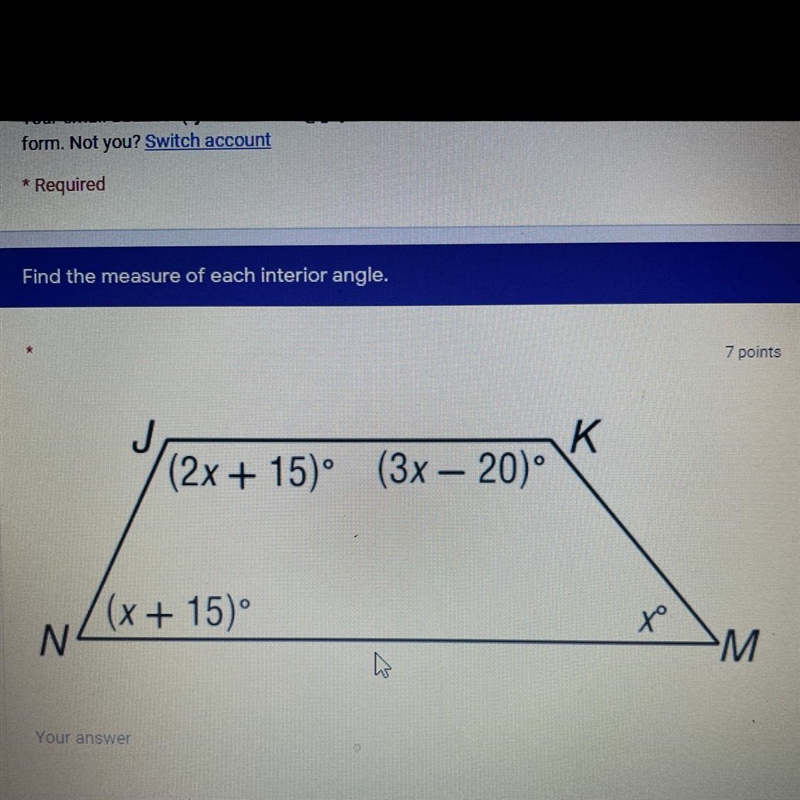 Find the measure of each interior angle-example-1