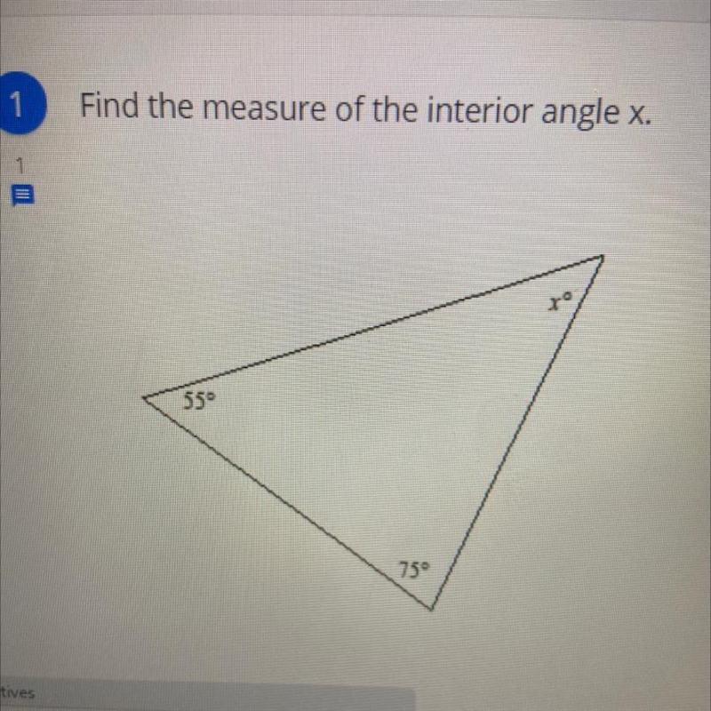 Find the the measure of the interior angle x.-example-1