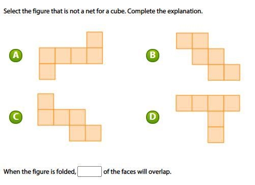 Select the figure that is not a net for a cube. Complete the explanation. When the-example-1