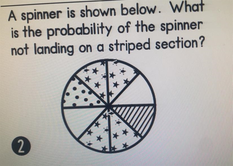 A spinner is shown below. What is the probability of the spinner not landing on a-example-1