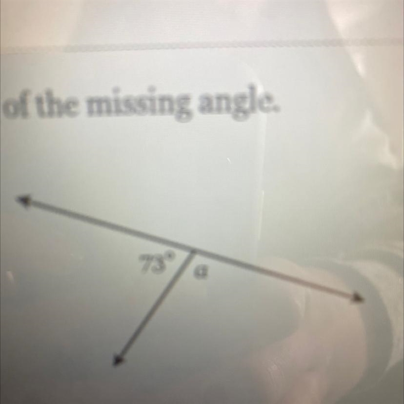 Find the measure of the missing angle Answer: a=-example-1