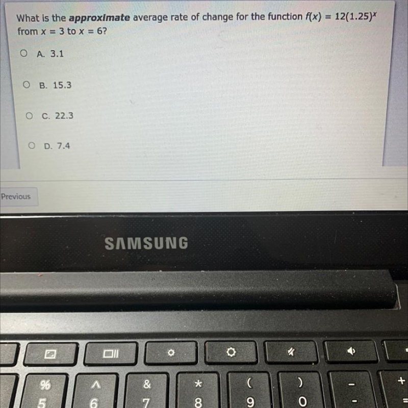 What is the approximate average rate of change for the function f(x) from x = 3 to-example-1