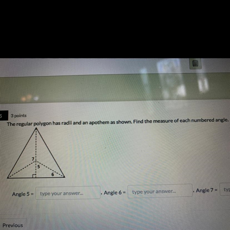 The regular polygon has radii and an apothem as shown. Find the measure of each numbered-example-1