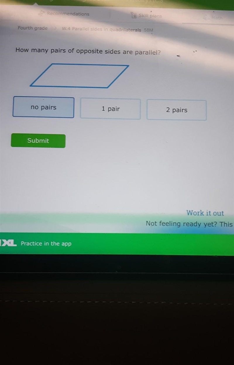 Plans Math Fourth grade > W.4 Parallel sides in quadrilaterals 58M How many pairs-example-1