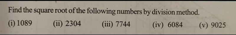 Find the square root of the following numbers by division method.​-example-1