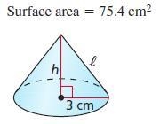 Find the height and slant height of the cone. Round your answers to the nearest whole-example-1