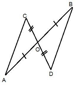 In figure AB and CD bisect each other at O. State the 3 pairs of equal parts in ∆AOC-example-1