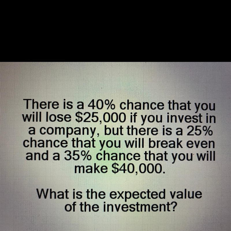 I got zero, but that’s wrong. I multiplied-25,000 x 40% and 25,000 x 25% and 40,000 x-example-1