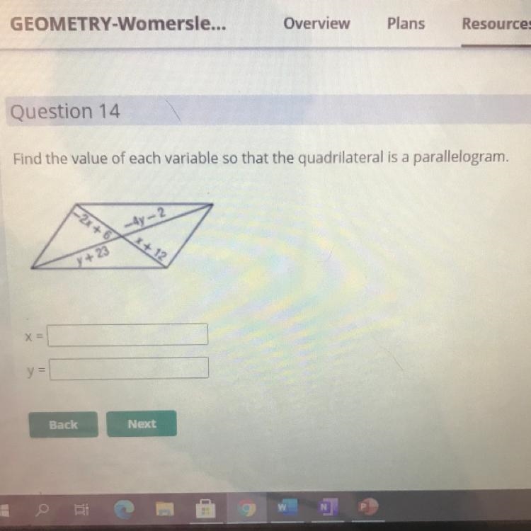 Find the value of each variable so that the quadrilateral is a parallelogram. -2x-example-1